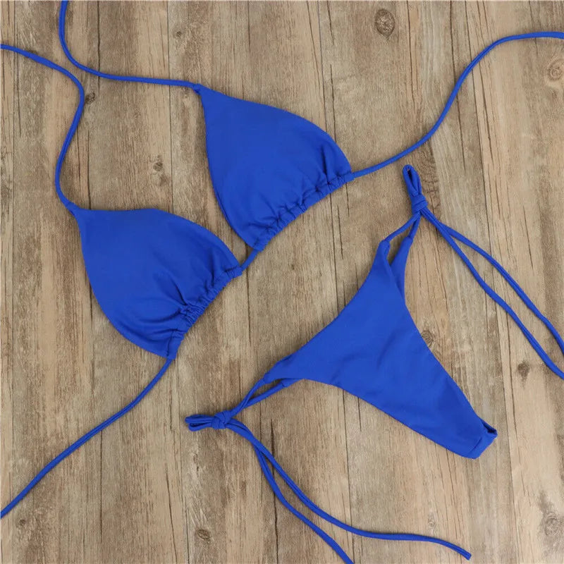 Sexy Vrouwen Bikini 2025, Nieuwe Push-Up Bh Bikini Set Badpak Voor Vrouwen Effen Zwart Rood Blauw Beachwear Dames Borst Pad Badmode