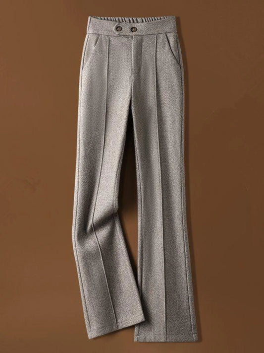 Faionable Thiened Woolen Flared Pants High Waist Casual Trousers for Women Autumn Winter New Sle Slimming Wide Leg Pants