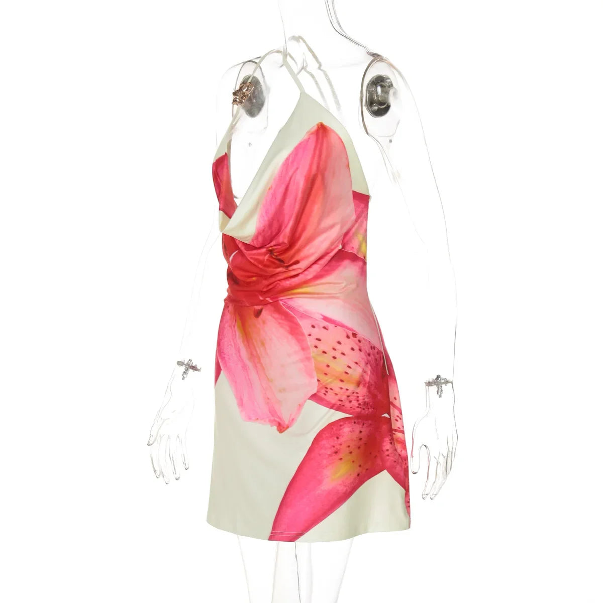 Een schouder bloemenprint strandvakantie Y2K mini-jurk outfits dames zomer backless mouwloze bodycon korte jurken vestido