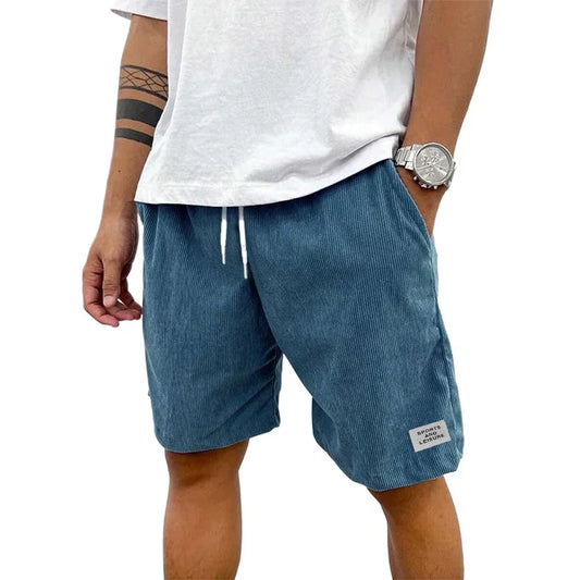 Summer Men Lightweight Corduroy Sweatpants Casual Shorts Men's Beach Shorts Basketball Short Solid Color Label Streetwear Men