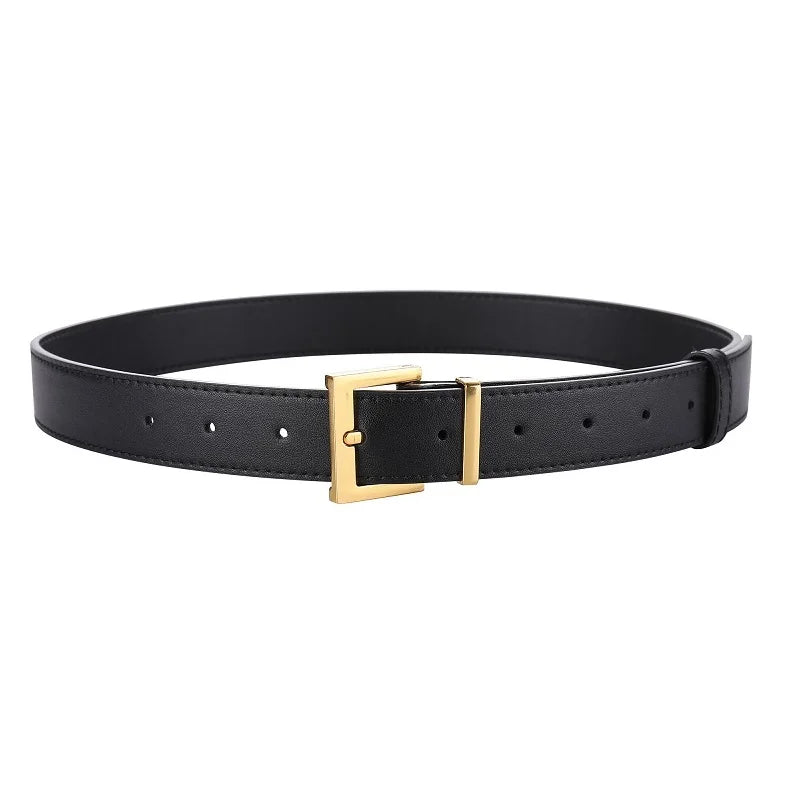 Luxury Suede Leather Belt Ladies Casual With Jeans Square Gold Buckle Belt Women's Fashion Black Brown Cowhide Wide Belt