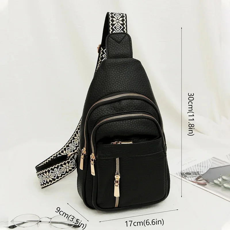 Fashionable Soft Leather Crossbody Bag Women's Backpack Retro Style Internal Zipper Pocket PU Material Non-AE Brand Origin