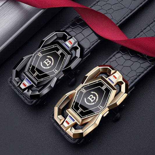High-end And Atmospheric Men's Automatic Buckle Crocodile Pattern Belt New Men's Casual Wear Belt Fashion Youth Business Belt