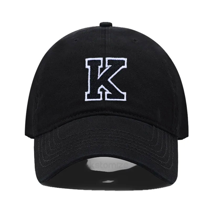 Initial Letter A-Z Embroider Baseball Cap For Men Womne High Quality Soft Cotton Fashion Team Sport Visors Snapback Caps