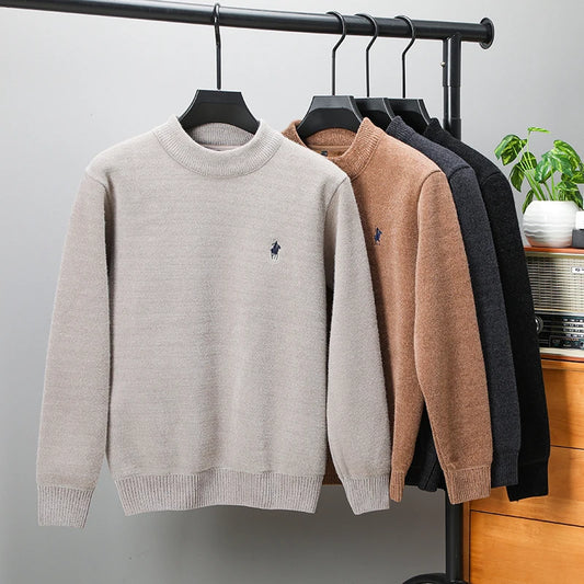 Luxe Merk Heren O-hals Trui Herfst/Winter Nieuw Item Prachtige Fluwelen Geborduurde Dikke Trui Truien Top Herenkleding