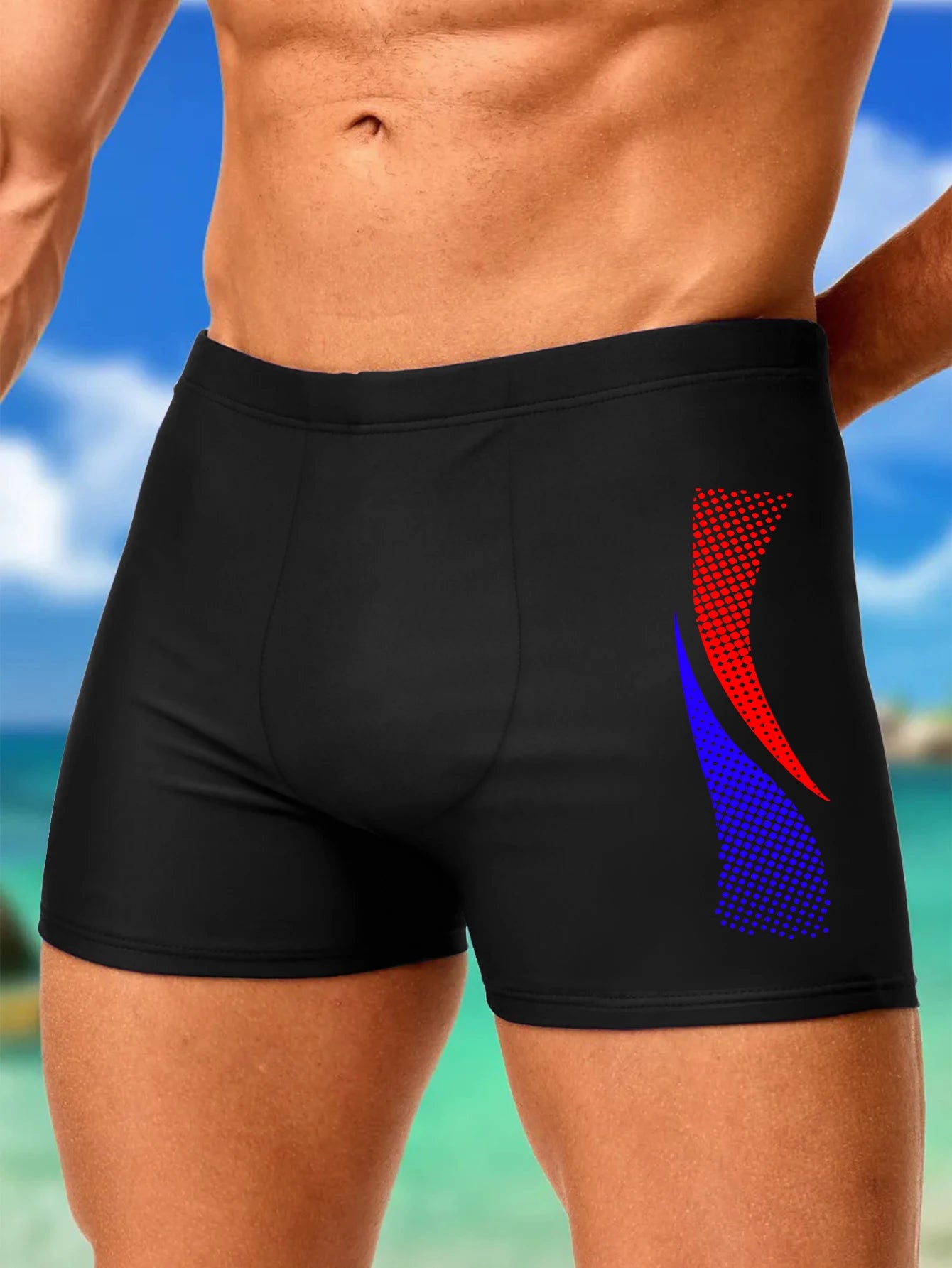 Zwembroek met modedrukken Heren Sneldrogende strandboxershorts met trekkoord Zwemkleding voor jongens Onderbroeken