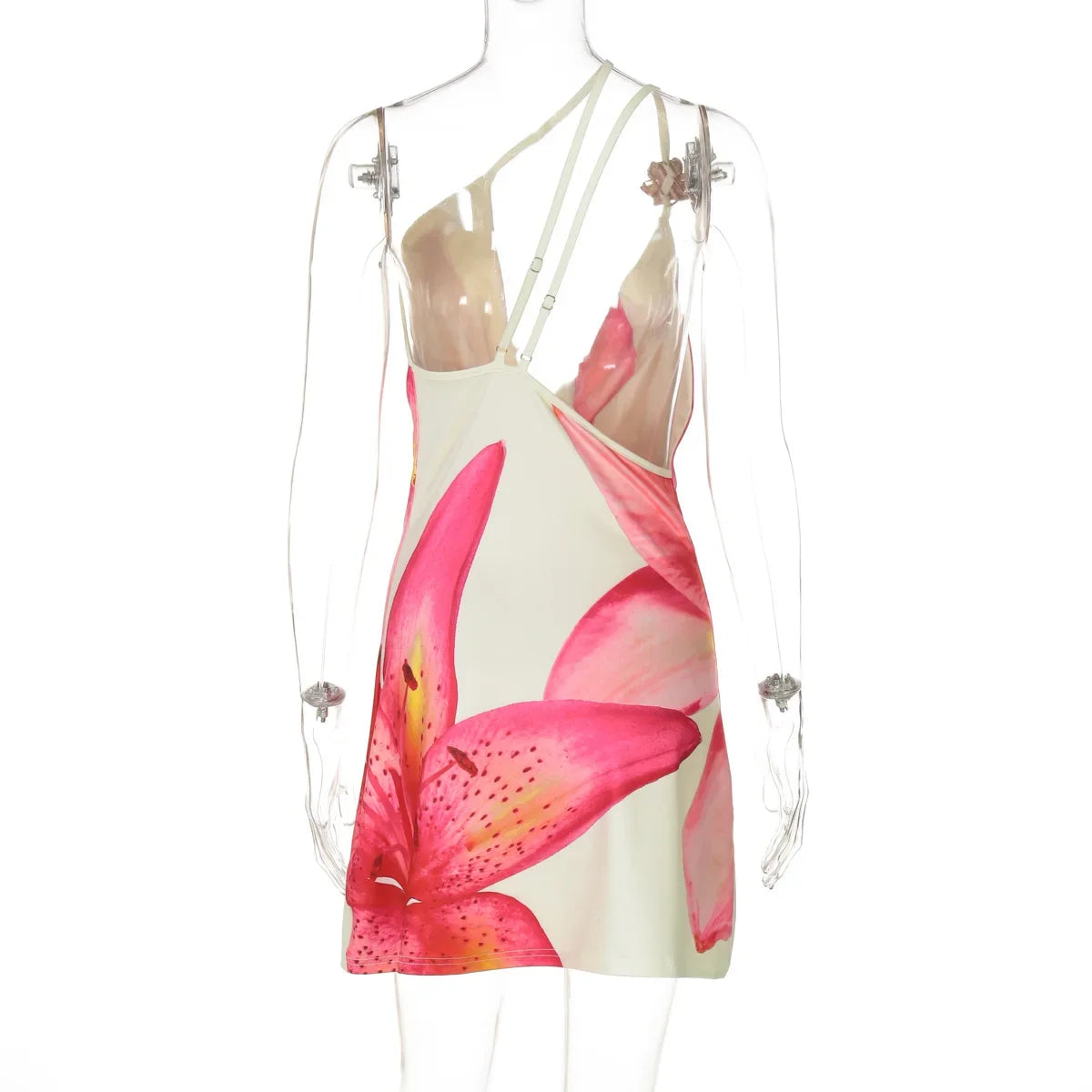 Een schouder bloemenprint strandvakantie Y2K mini-jurk outfits dames zomer backless mouwloze bodycon korte jurken vestido
