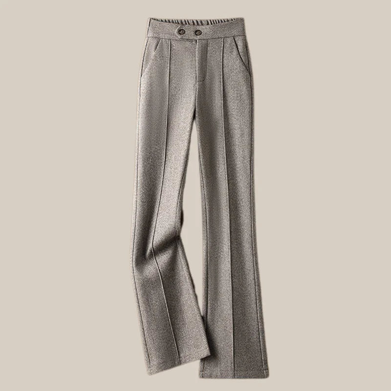 Faionable Thiened Woolen Flared Pants High Waist Casual Trousers for Women Autumn Winter New Sle Slimming Wide Leg Pants