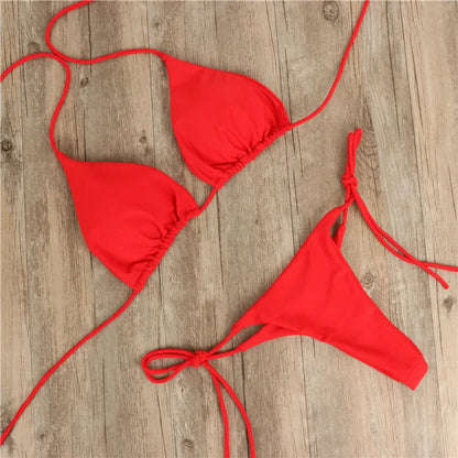 Sexy Vrouwen Bikini 2025, Nieuwe Push-Up Bh Bikini Set Badpak Voor Vrouwen Effen Zwart Rood Blauw Beachwear Dames Borst Pad Badmode
