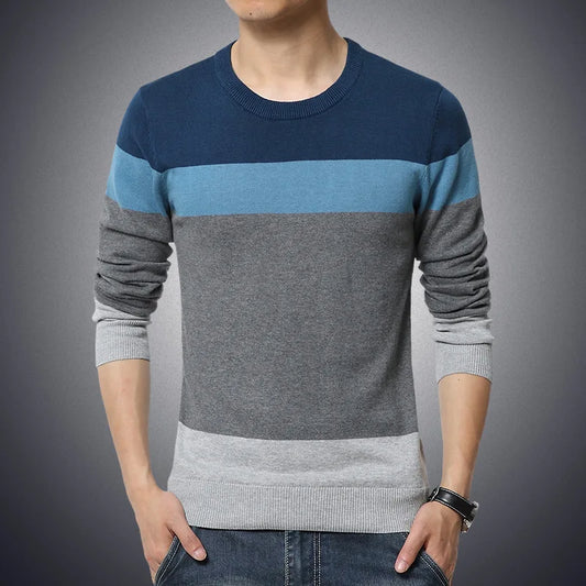 2025 Autumn Casual Men's Sweater O-Neck Striped Slim Fit Knittwear Mens Sweaters Pullovers Pullover Men Pull Homme M-4XL