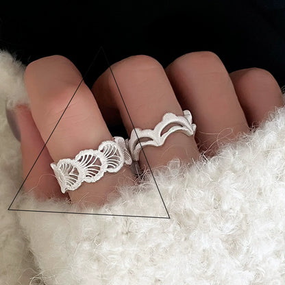 VENTFILLE 925 Sterling Silver Flower Lace Ring Korean Fashion Opening Inlaid CZ Adjustable Rings Valentine's Day Gift