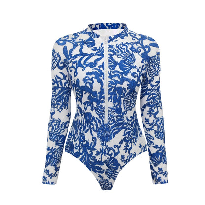 2025 Surfing Sport Swimsuit Long Sleeves Women One Piece Swimsuit  Swimwear Solid Monokini Bathing Suit Tropical Bodysuit Female