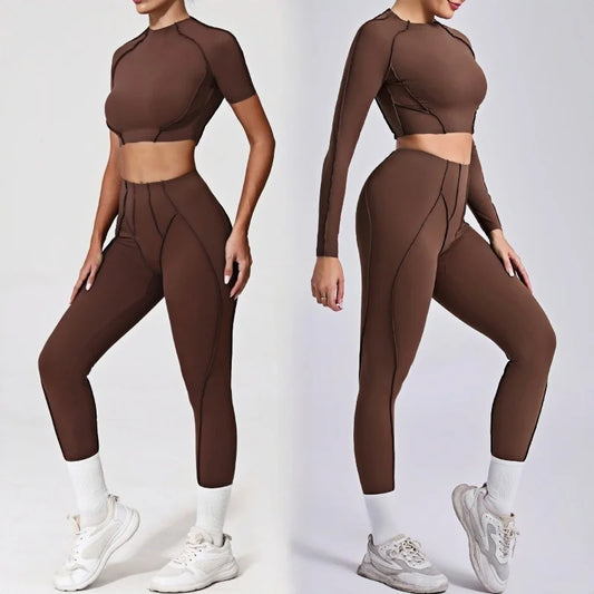 Naadloze yogasets Sport Fitness Hoge taille Heupheffen Mager Ademend Buiten Hardlopen Workout Kleding Gympakken voor dames