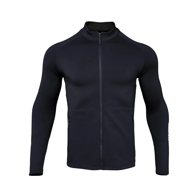 Nieuwe Winter Herfst Sport Shirt Mannen Rits Elastisch Sneldrogend Running Jassen Fitness Gym Sportkleding Sport Top Heren Sportkleding