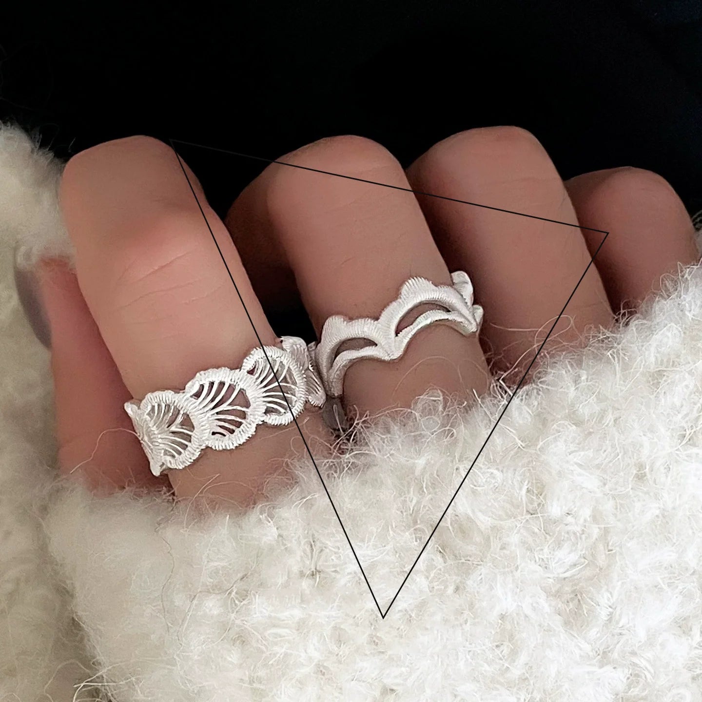 VENTFILLE 925 Sterling Silver Flower Lace Ring Korean Fashion Opening Inlaid CZ Adjustable Rings Valentine's Day Gift