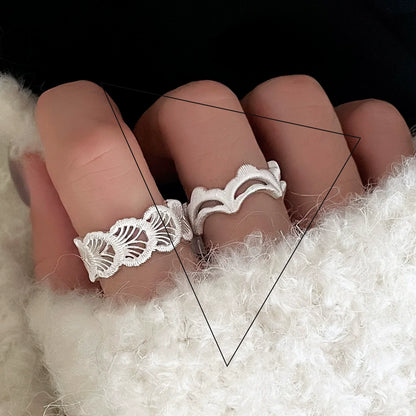 VENTFILLE 925 Sterling Silver Flower Lace Ring Korean Fashion Opening Inlaid CZ Adjustable Rings Valentine's Day Gift