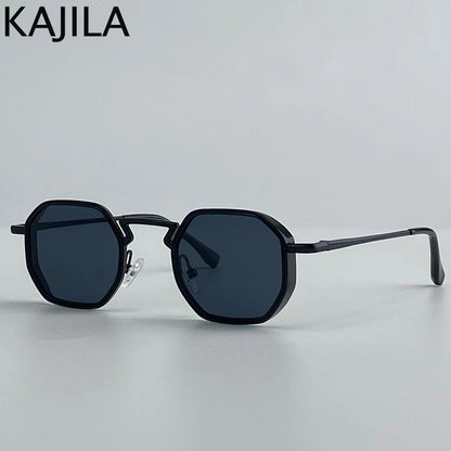 Small Frame Hexason Steampunk Sunglasses Men 2025 Luxury Brand Vintage Punk Eyewear Classic Polygon Metal Sun Glasses Male UV400