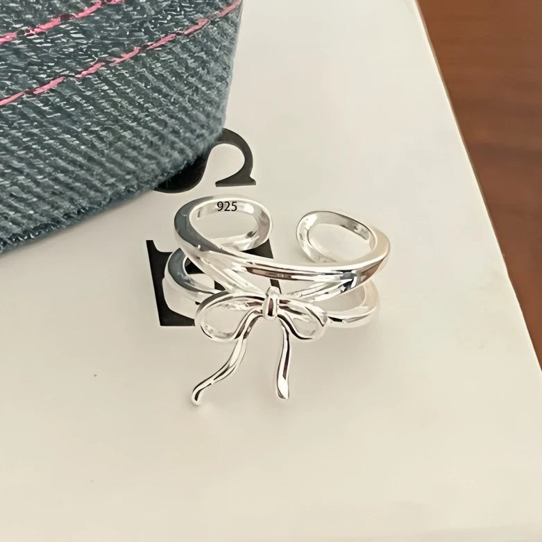 VENTFILLE 925 Sterling Silver Flower Lace Ring Korean Fashion Opening Inlaid CZ Adjustable Rings Valentine's Day Gift