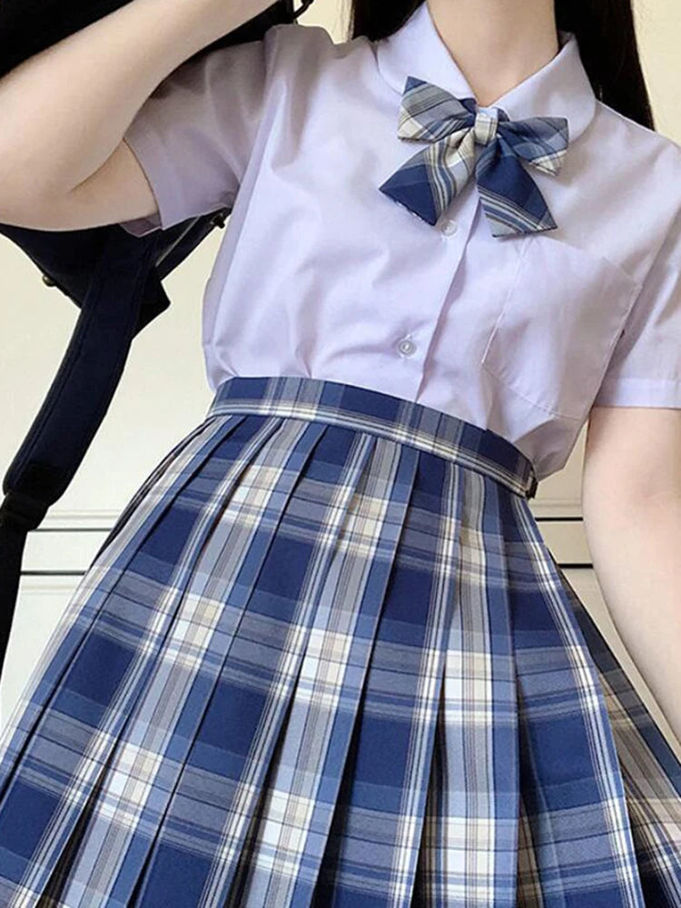 ZOKI Plaid Women Pleated Skirt Bow Knot Summer High Waist Preppy Girls Dance Mini Skirt Cute A Line Harajuku Sexy Japan Faldas