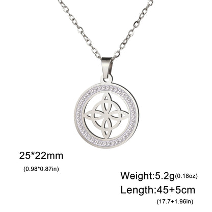 Skyrim Hekserij Heks Knoop Ketting Roestvrij Staal Helder Zirkoon Ronde Hanger Kettingen Amulet Wicca Sieraden Verjaardagscadeau