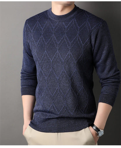 Man Pullover New 2025 Autumn Winter Solid Color Comfortable And Casual Soft Thickened Sweater With Added Velvet Sweater