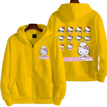Sanrio Anime Leuke Gedrukt Hoodies Vrouwen Cartoon Hello Kitty Y2k Koreaanse Studenten Losse Sweatshirt Mode Zoete Vest Kleding