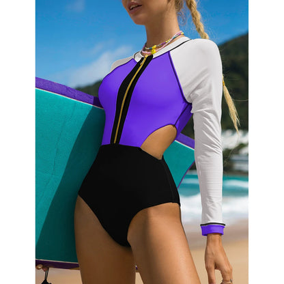 2025 Surfing Sport Swimsuit Long Sleeves Women One Piece Swimsuit  Swimwear Solid Monokini Bathing Suit Tropical Bodysuit Female