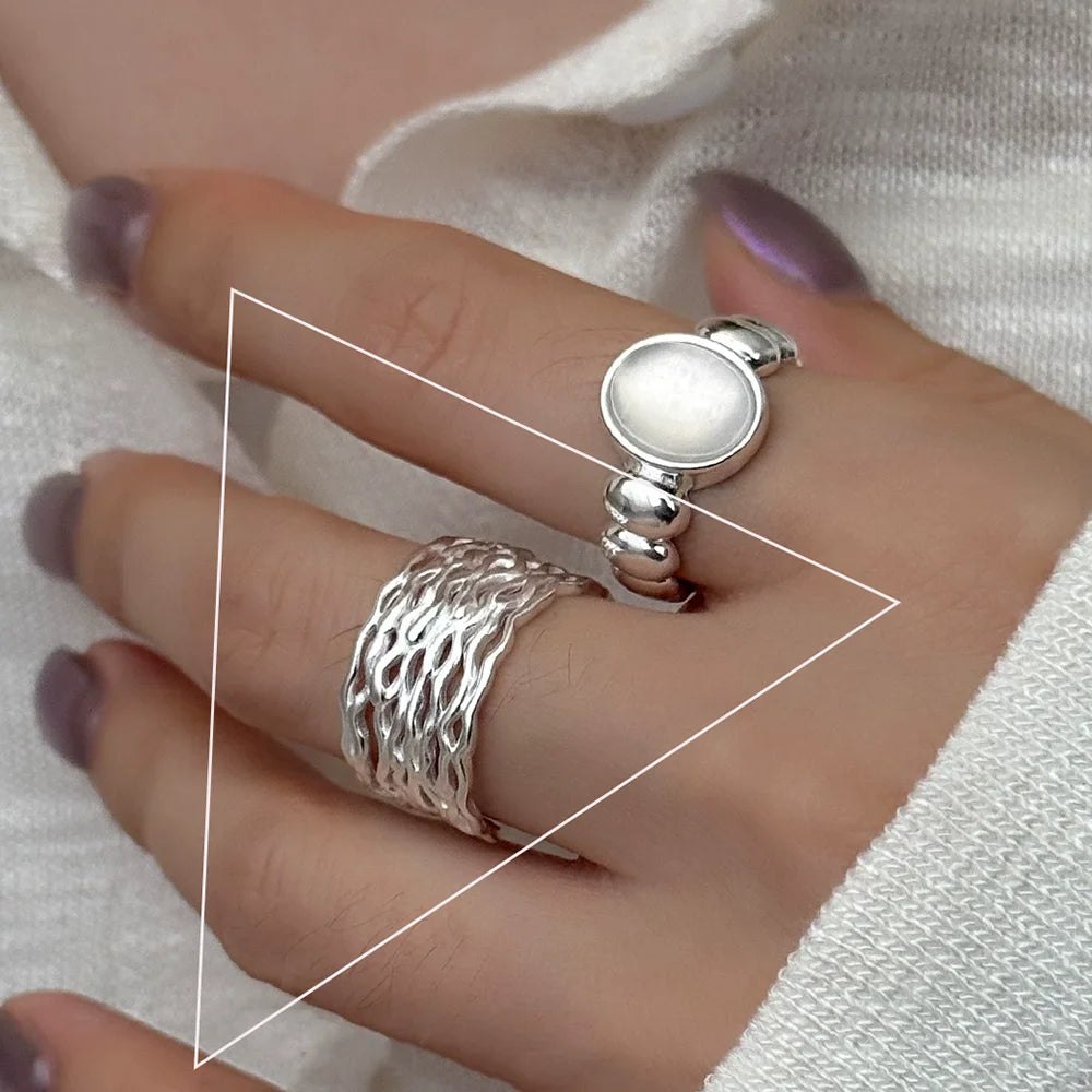 VENTFILLE 925 Sterling Silver Flower Lace Ring Korean Fashion Opening Inlaid CZ Adjustable Rings Valentine's Day Gift
