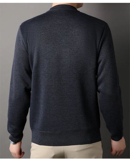Man Pullover New 2025 Autumn Winter Solid Color Comfortable And Casual Soft Thickened Sweater With Added Velvet Sweater