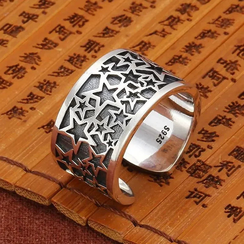 VENTFILLE 925 Sterling Silver Flower Lace Ring Korean Fashion Opening Inlaid CZ Adjustable Rings Valentine's Day Gift