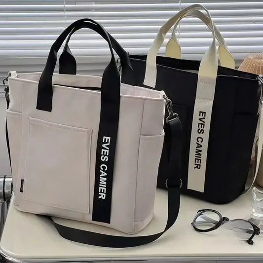 Nieuwe Casual Tote Schoudertas met grote capaciteit Nylon Waterdichte canvas handtas Eenvoudige mode Messenger Bags voor schoolmeisje