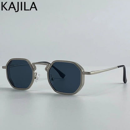 Small Frame Hexason Steampunk Sunglasses Men 2025 Luxury Brand Vintage Punk Eyewear Classic Polygon Metal Sun Glasses Male UV400