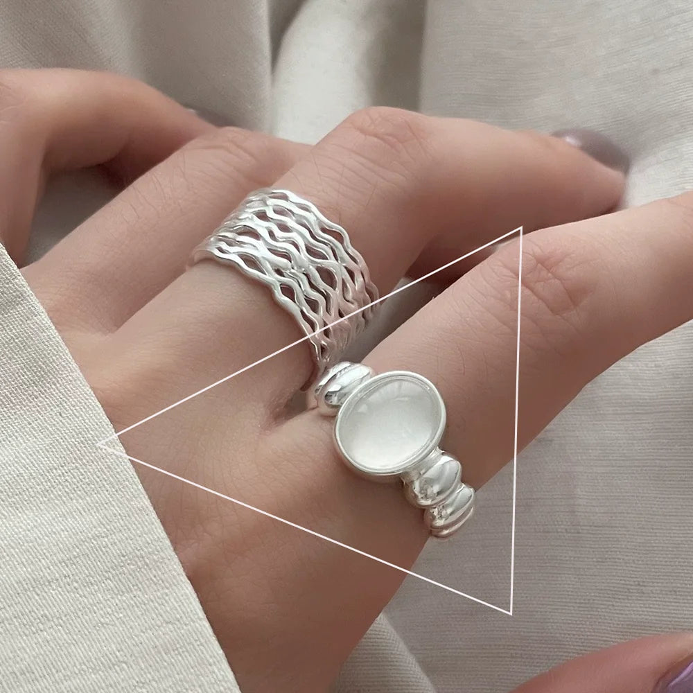 VENTFILLE 925 Sterling Silver Flower Lace Ring Korean Fashion Opening Inlaid CZ Adjustable Rings Valentine's Day Gift