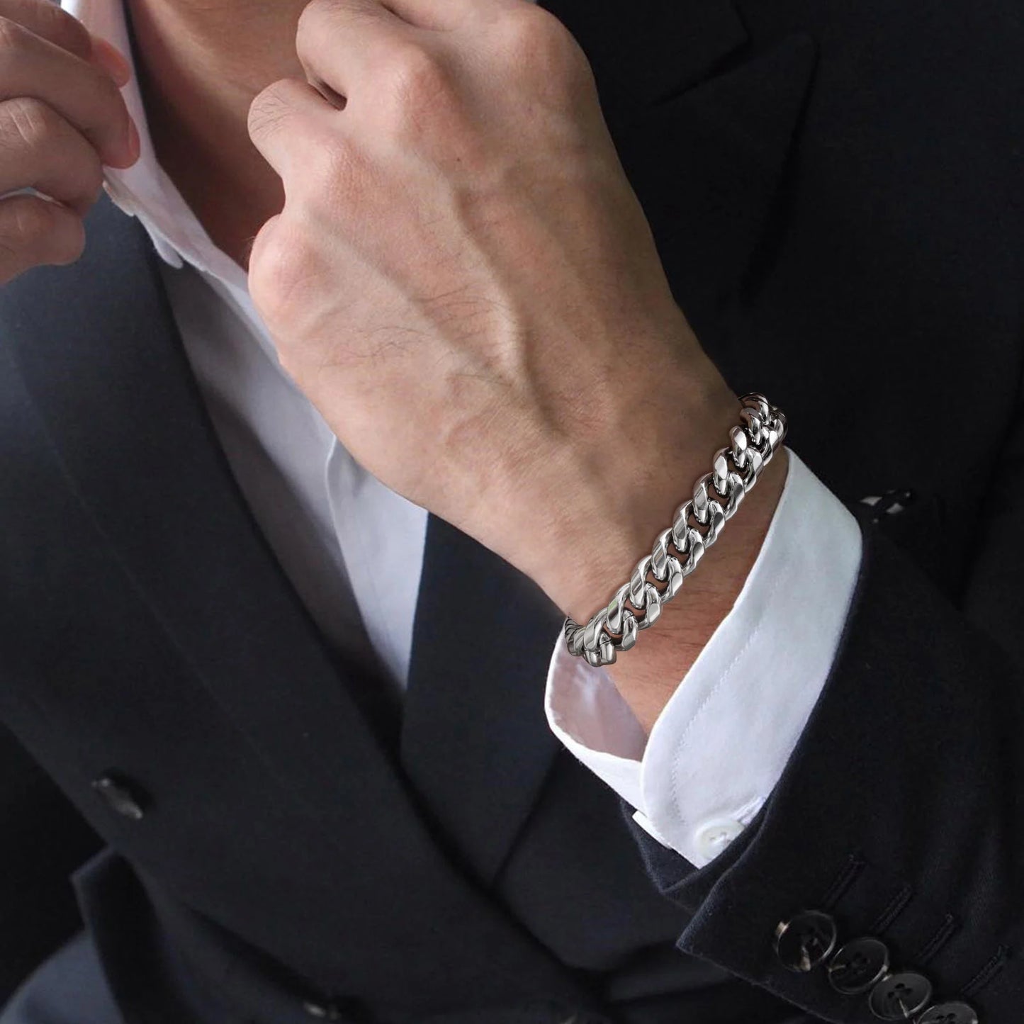 Vnox 18cm/20cm/22cm Stainless Steel Bold Cuban Bracelets for Men Women,6mm/8mm/10mm/12mm Width Miami Curb Links Wristband Gift