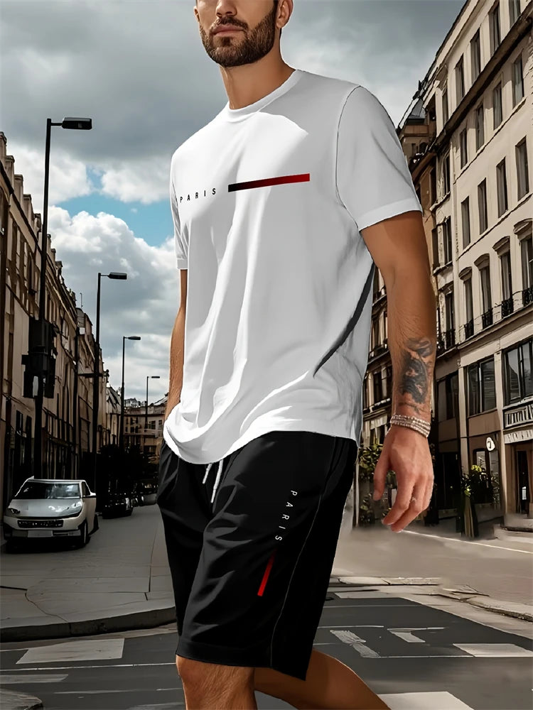 Zomer herenshorts met korte mouwen, gepersonaliseerd logo bedrukte shorts met korte mouwen, losse, ademende, casual mode