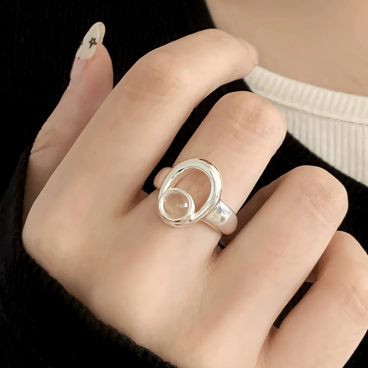 VENTFILLE 925 Sterling Silver Flower Lace Ring Korean Fashion Opening Inlaid CZ Adjustable Rings Valentine's Day Gift