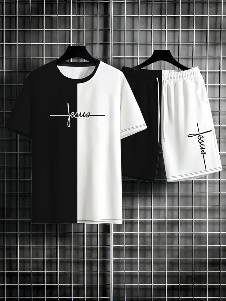 Zomer herenshorts met korte mouwen, gepersonaliseerd logo bedrukte shorts met korte mouwen, losse, ademende, casual mode