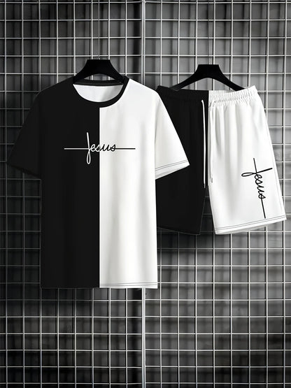 Zomer herenshorts met korte mouwen, gepersonaliseerd logo bedrukte shorts met korte mouwen, losse, ademende, casual mode