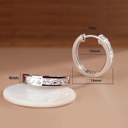 New 925 Sterling Silver Shining Zircon Earrings Women's Circle Round Earrings Fashionable Elegant Jewelry Birthday Party Gifts