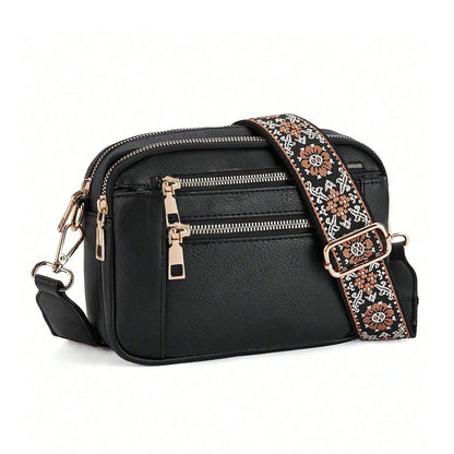 Retro modeklassieker, multifunctionele damestas, crossbodytas met schouderband met ritssluiting, kleine vierkante tas, geschikt voor kantoor