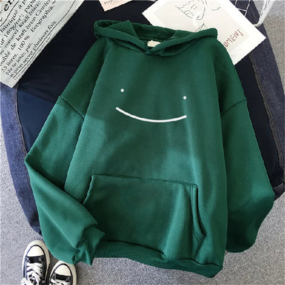 2023 Herfst Winter Mode Kleding Capuchon Casual Y 2K Sweatshirt Dames Smile Gezicht Effen Kleur Hoodies Luie Stijl Losse Hoodie