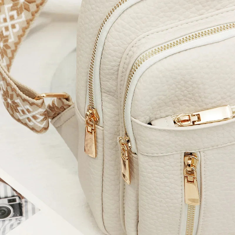 Fashionable Soft Leather Crossbody Bag Women's Backpack Retro Style Internal Zipper Pocket PU Material Non-AE Brand Origin
