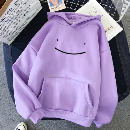 2023 Herfst Winter Mode Kleding Capuchon Casual Y 2K Sweatshirt Dames Smile Gezicht Effen Kleur Hoodies Luie Stijl Losse Hoodie