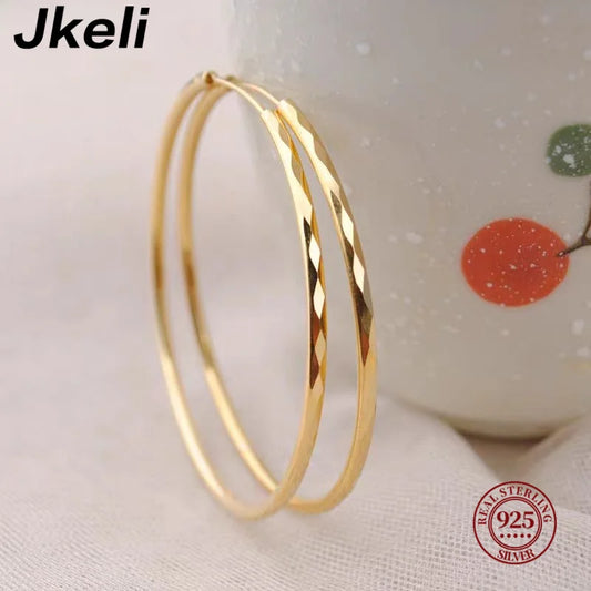 Jkeli Genuine 925 Sterling Silver Fashion Korean Simple Hoop Earrings for Women Men Charming Chic Party Jewelry Accessories
