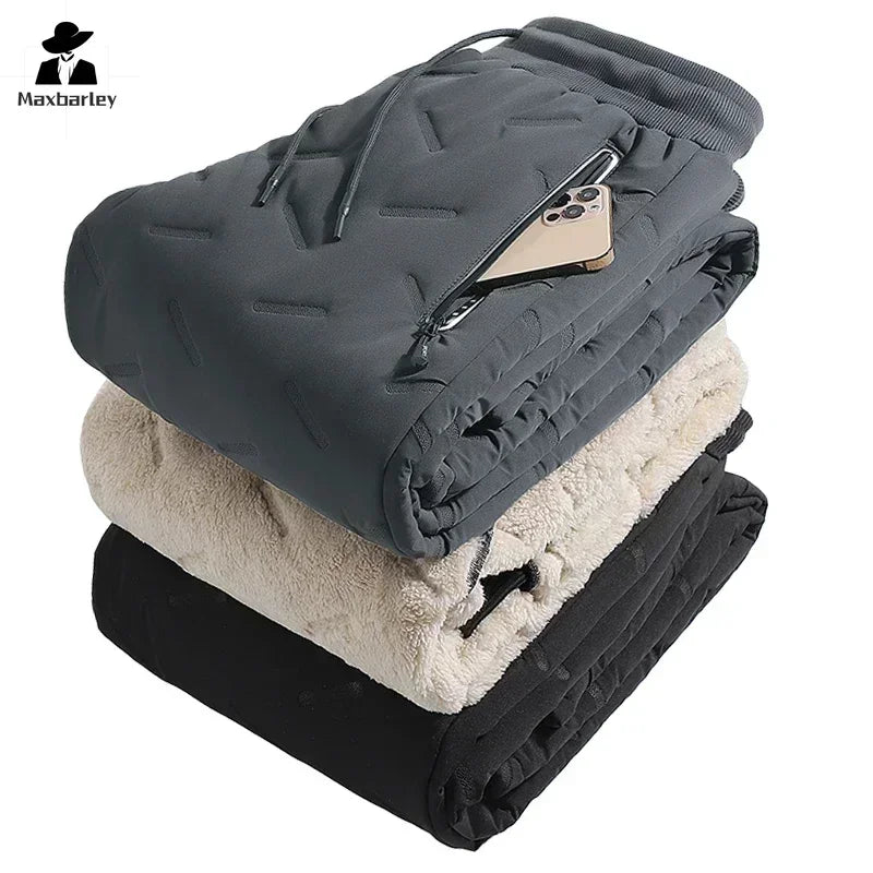 Winter donskatoenen broek Heren Casual waterdichte ritszak Verdikte wol Warme broek Jogger Outdoor Koudbestendige skibroek 7XL