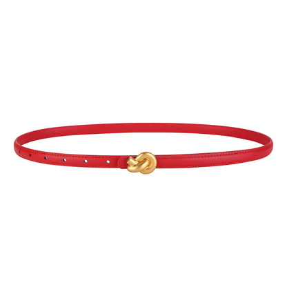 Premium Genuine Leather Women's Belt with Elegant Metal Knot Buckle Perfect for Dresses and Jeans