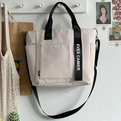 Nieuwe Casual Tote Schoudertas met grote capaciteit Nylon Waterdichte canvas handtas Eenvoudige mode Messenger Bags voor schoolmeisje