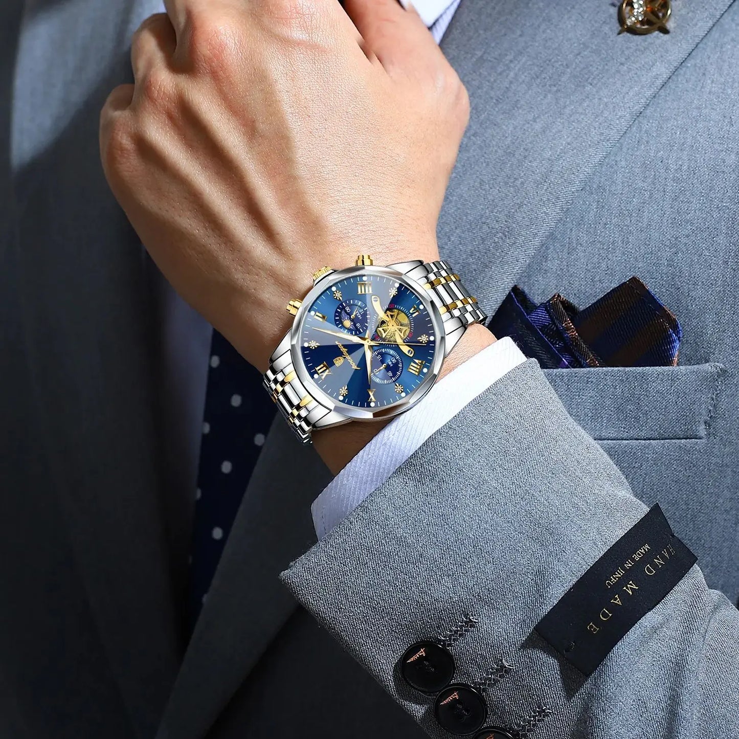 Reloj POEDAGAR de lujo para hombre, Reloj de pulsera Original resistente al agua con cronógrafo luminoso para hombre, relojes de cuarzo de acero inoxidable para hombre