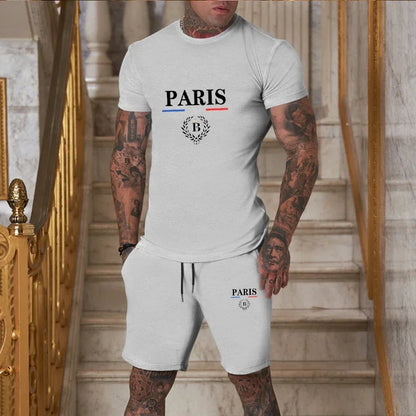 2024 Nieuwe Zomer Herenmode Korte Mouwen T-shirt + Split Shorts 2 Stuk Set Sportkleding Mode Jogging casual Mannen Set