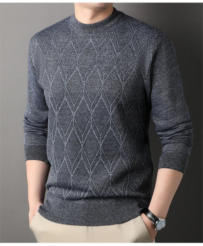 Man Pullover New 2025 Autumn Winter Solid Color Comfortable And Casual Soft Thickened Sweater With Added Velvet Sweater